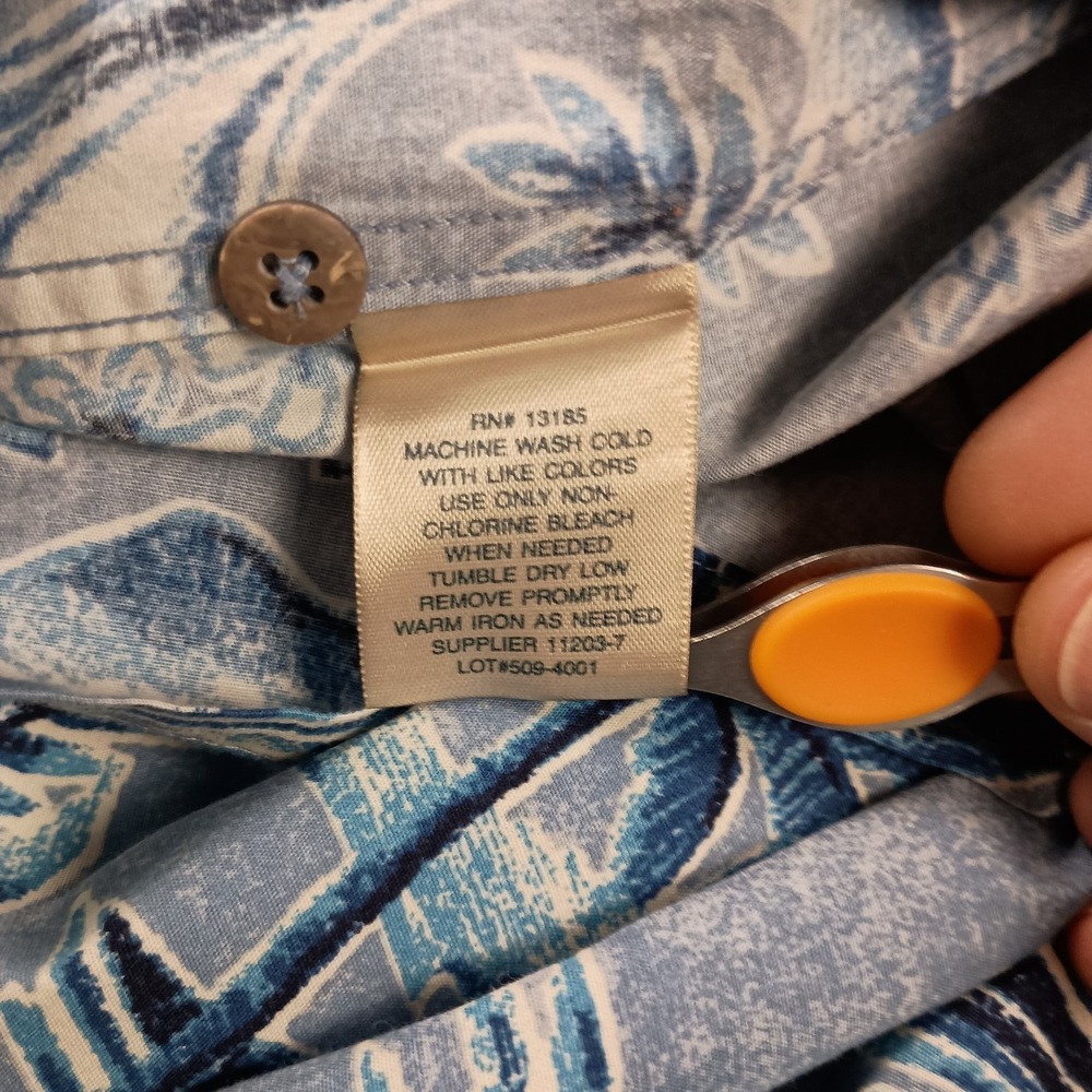 Vintage Island Shores Mens Large Blue‎ AOP Hawaiian Shirt Y2K - Picture 10 of 10